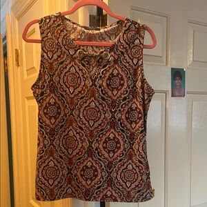 Tommy Hilfiger Red and Brown Paisley Blouse